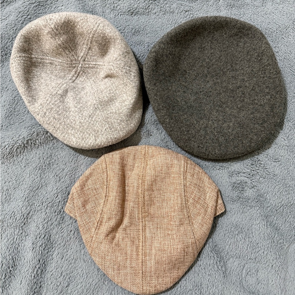 Kangol, Goodiellow&co, and unknown Gray, Cream, and Tan Hats